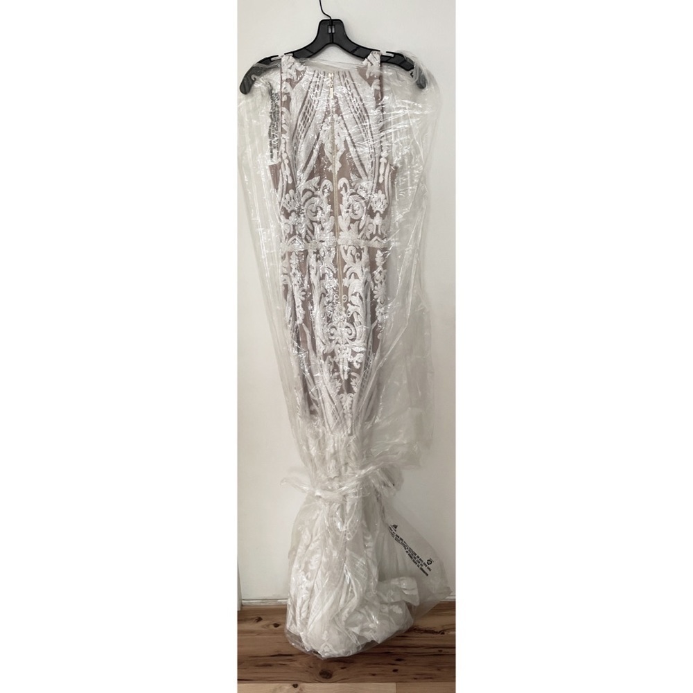 NWT Bronx And Banco Ester Beaded Deep V Sequin-embellished Gown Bridal Dress XS - Picture 5 of 13